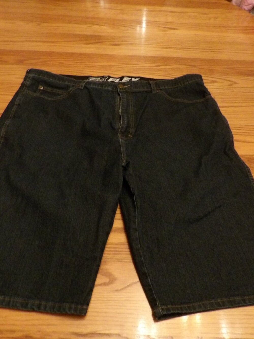 *- Dickies Men's Sz 44 Dark Blue Denim Carpenter Cargo Shorts Flex Fit Workwear